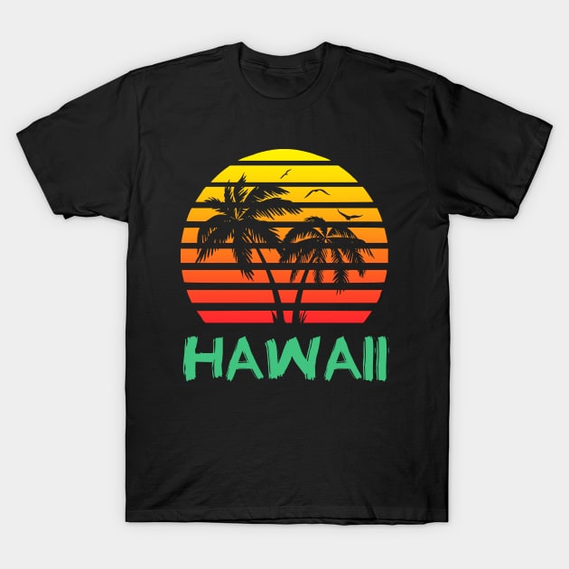 Hawaii 80s Sunset T-Shirt by Nerd_art